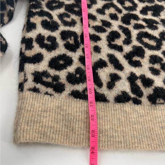& other stories Oversized wool blend jacquard knit leopard sweater sz S mohair - Picture 3 of 7